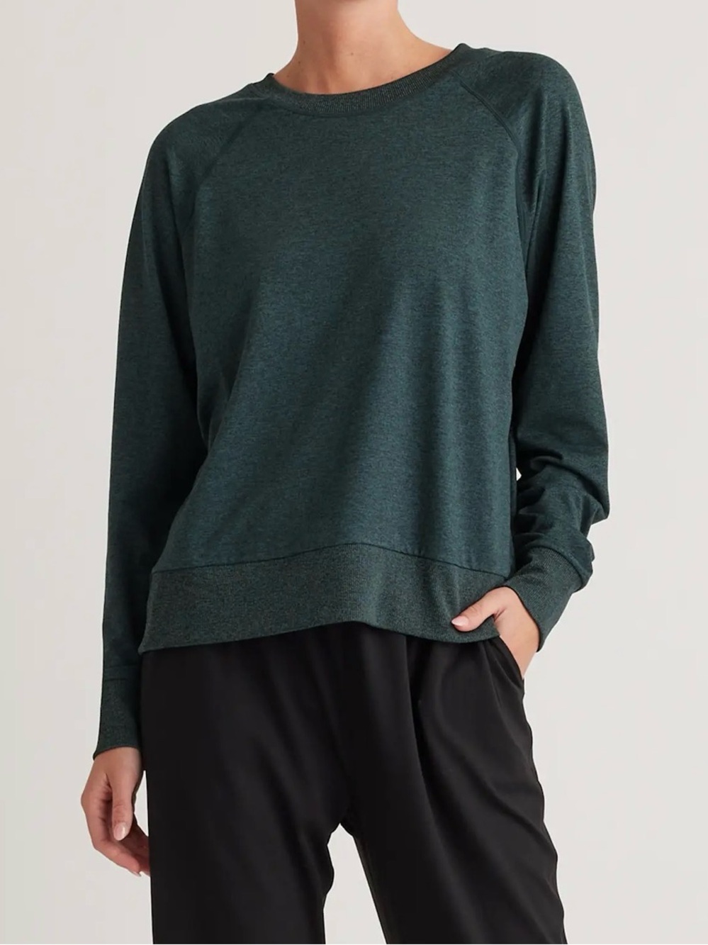 Quince Dark Forest Green Crewneck Raglan Sweatshirt